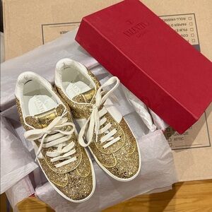 Valentino Women's Sparkling Gold Sneakers